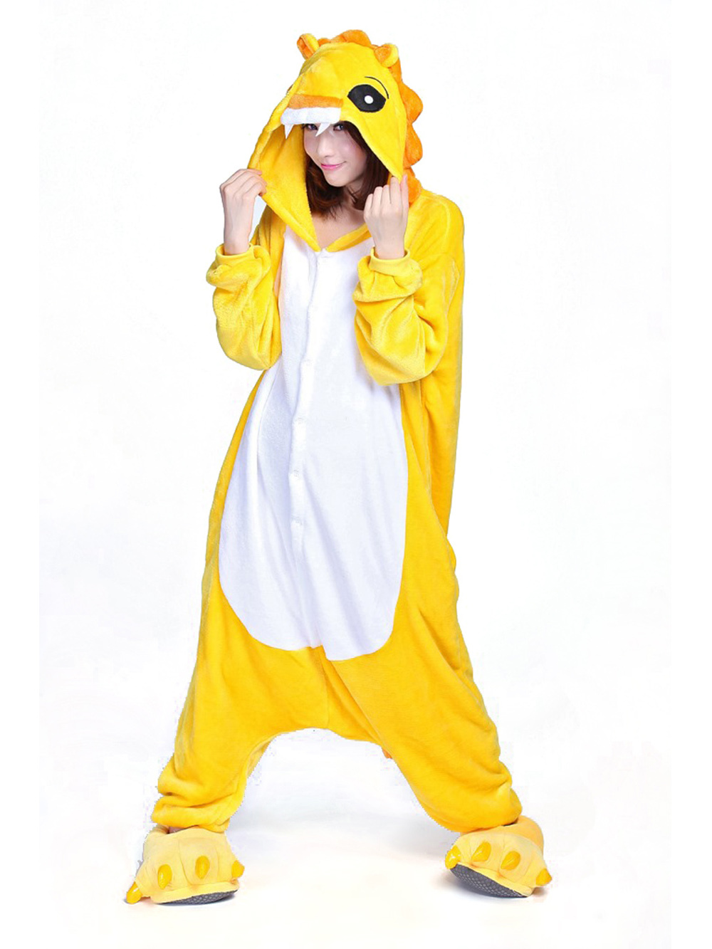 Yellow Lion Onesies Hoodie Pajamas Animal Costume Kigurumi-PajamasFun