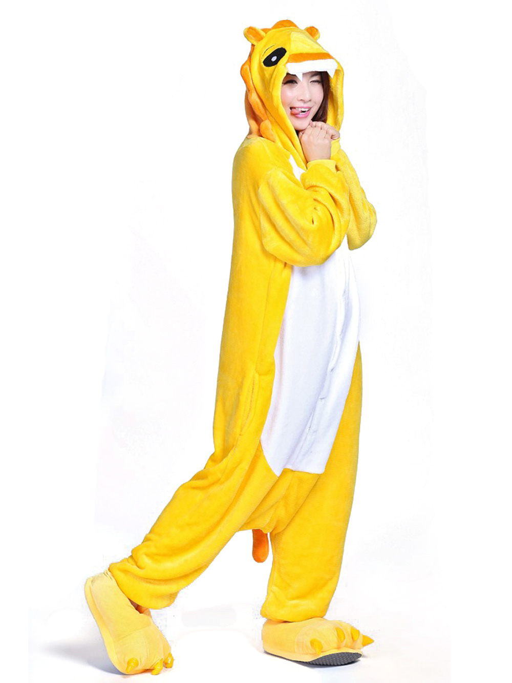 Yellow Lion Onesies Hoodie Pajamas Animal Costume Kigurumi-PajamasFun