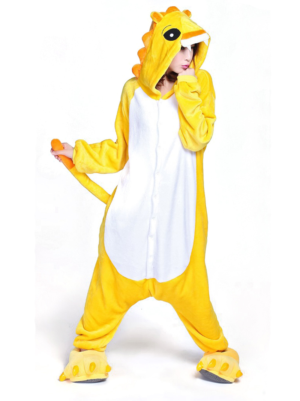 Yellow Lion Onesies Hoodie Pajamas Animal Costume Kigurumi-PajamasFun