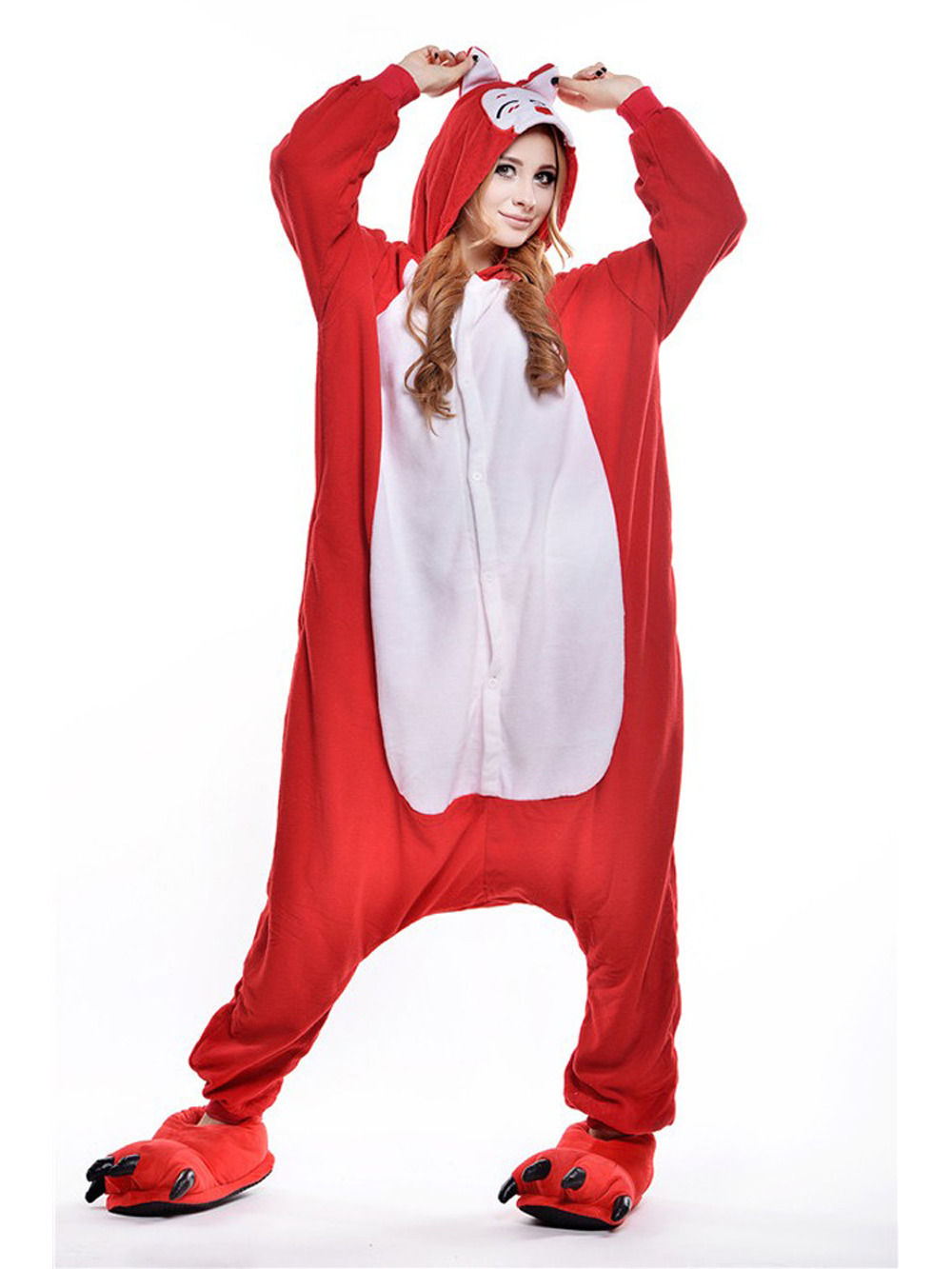 Shop Sale Cheap Red Fox Onesies Hoodie Pajamas Animal Costume Kigurumi-NKCOS
