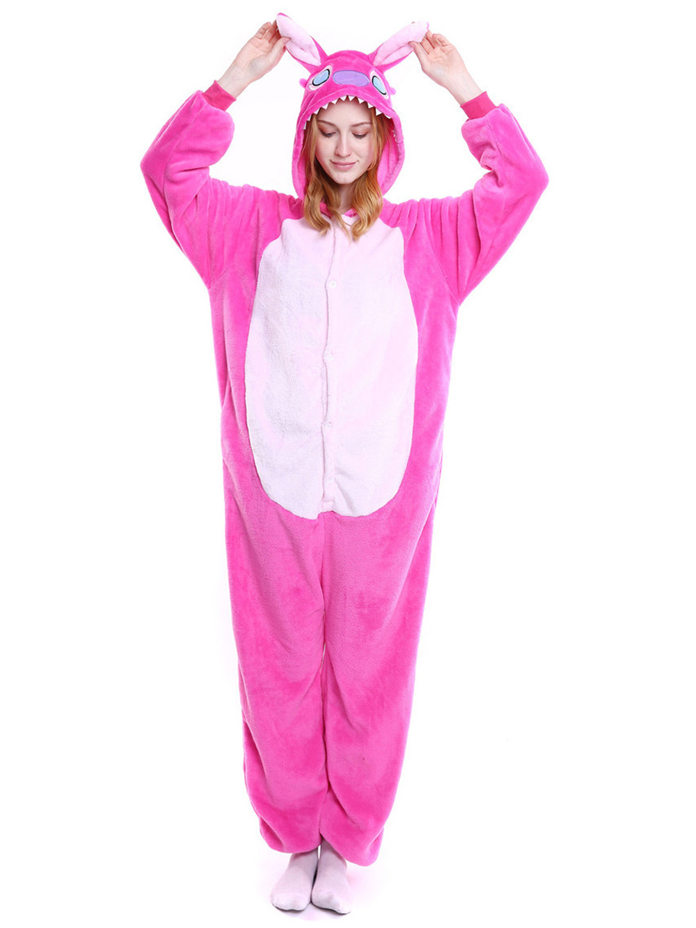 Shop Sale Cheap Pink Stitch Onesies Pajamas Animal Costume Hoodie Kigurumi-NKCOS