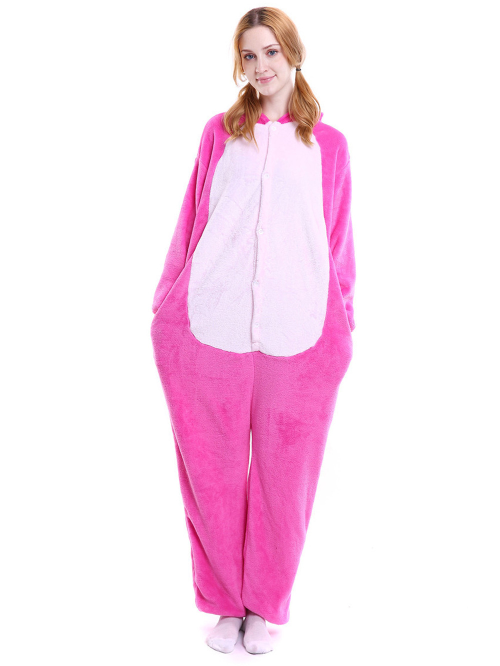 Pink Stitch Onesies Pajamas Animal Costume Hoodie Kigurumi