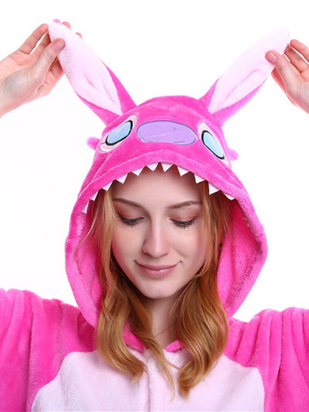 Pink Stitch Onesies Pajamas Animal Costume Hoodie Kigurumi