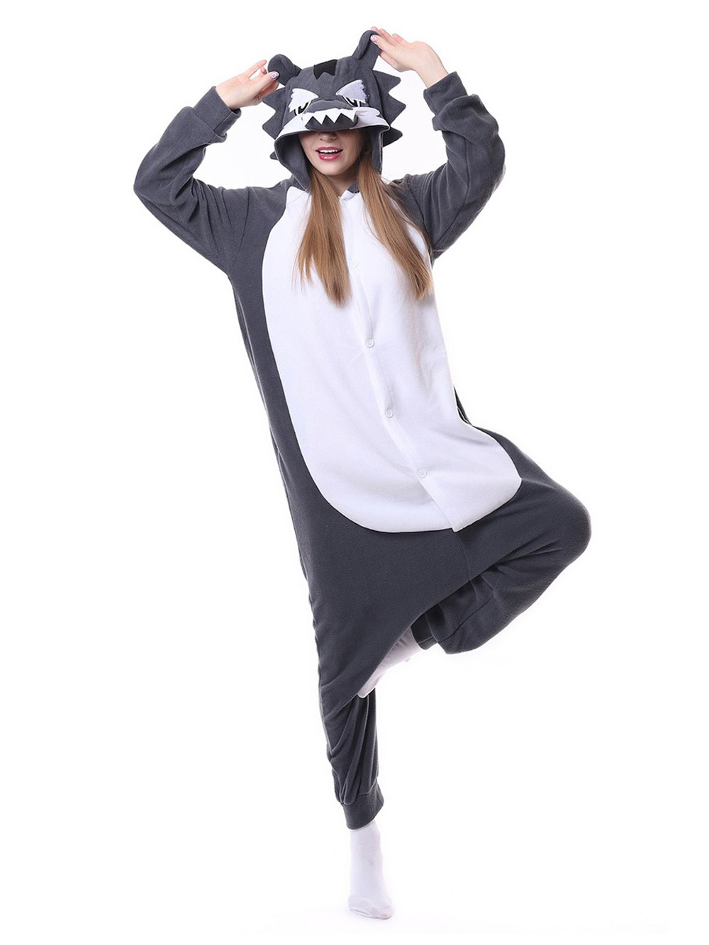 Shop Sale Cheap Animal Unisex Wolf Onesies Hoodie Kigurumi Costume Pajamas-NKCOS