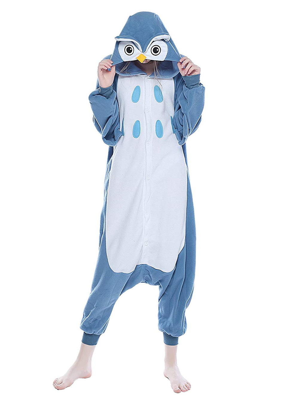 Steelblue Owl Onesies Hoodie Unisex Costume Kigurumi Pajamas-PajamasFun