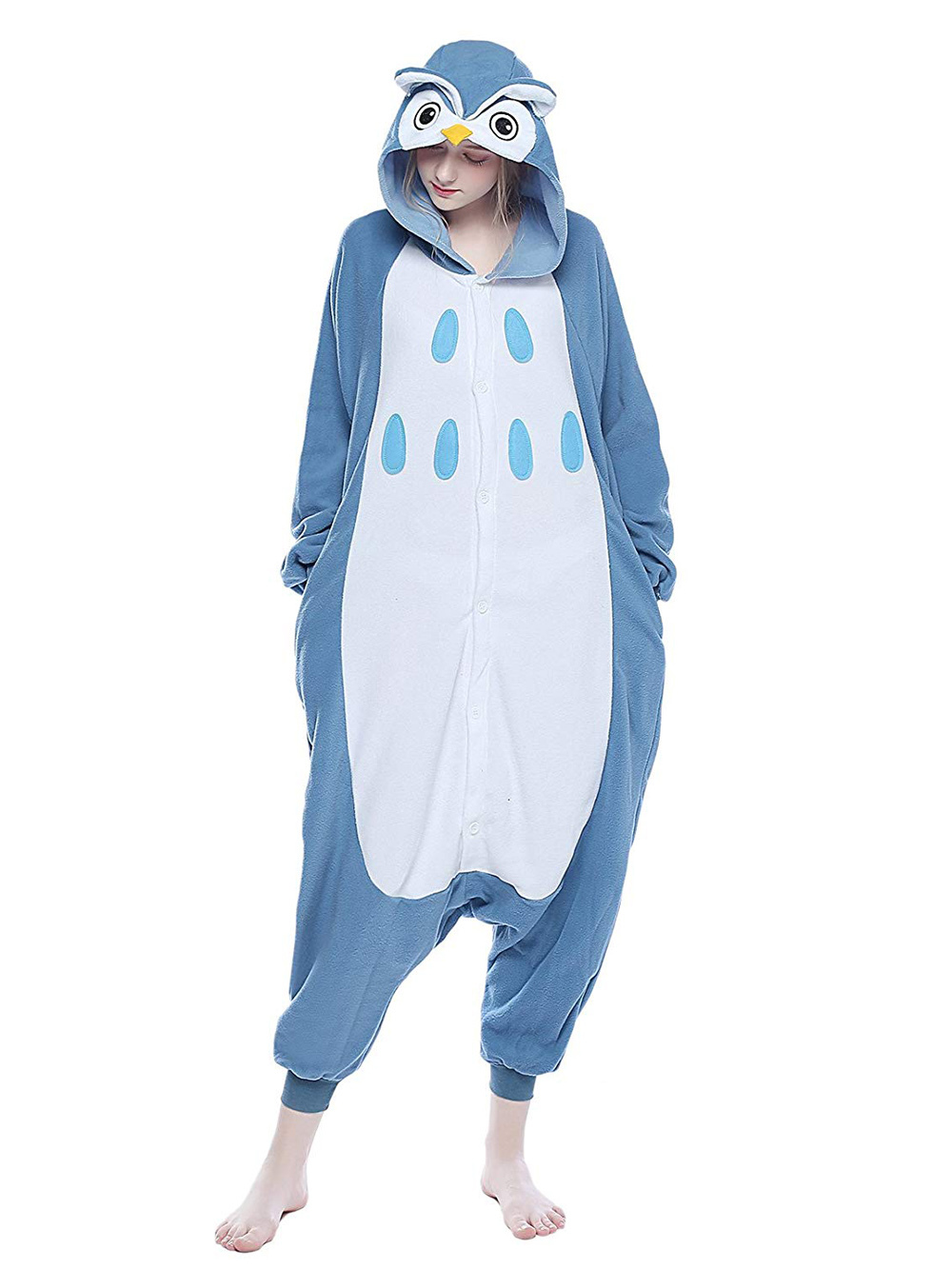 Steelblue Owl Onesies Hoodie Unisex Costume Kigurumi Pajamas-PajamasFun