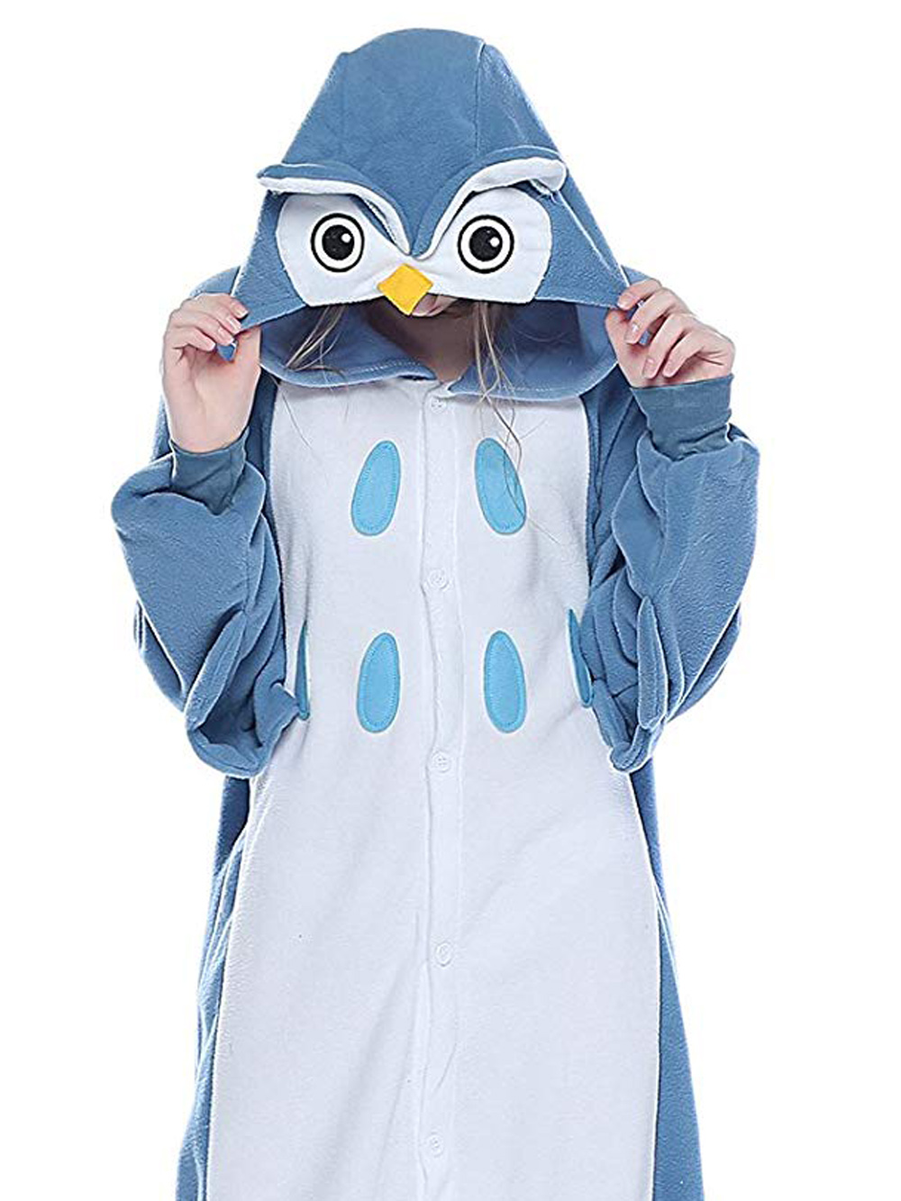 Steelblue Owl Onesies Hoodie Unisex Costume Kigurumi Pajamas-PajamasFun