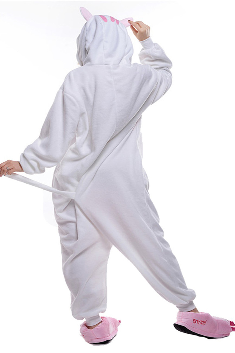 Adult white cat Onesies Hoodie kigurumi costume Pajamas