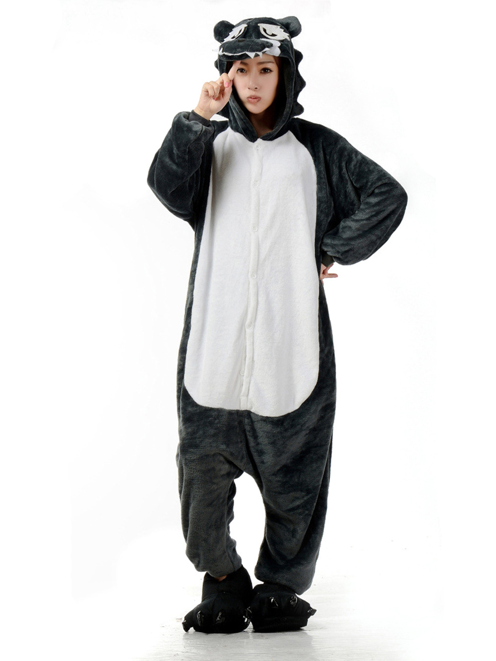 Animal Adult Pajamas Timber Wolf Hoodie kigurumi