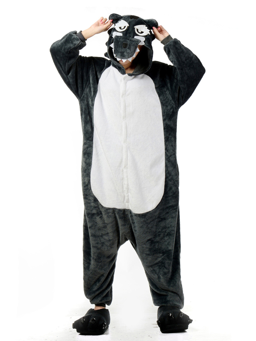Shop Sale Cheap Animal Adult Pajamas Timber Wolf Hoodie kigurumi-NKCOS