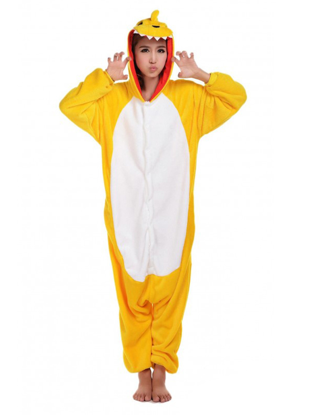 Animal Adult Yellow Dinosaur Onesie kigurumi Costume Pajamas-PajamasFun