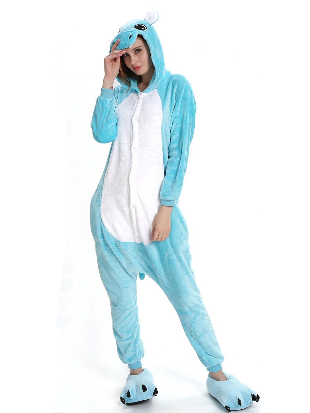 Unisex Adult Hippo Onesies Hoodie kigurumi Costume Pajamas-PajamasFun