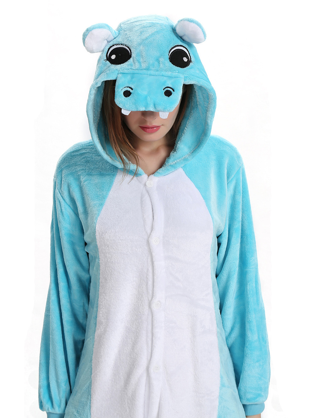 Unisex Adult Hippo Onesies Hoodie kigurumi Costume Pajamas-PajamasFun