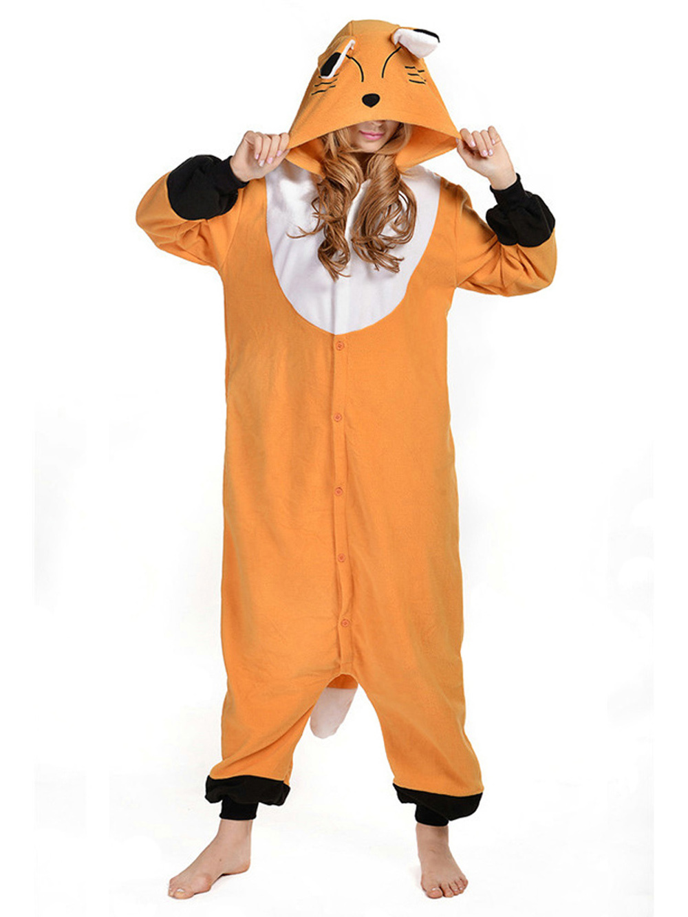 Shop Sale Cheap Adult Animal Orange Fox Kigurumi Onesie Pajamas Costumes-NKCOS