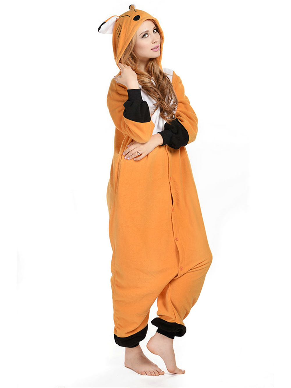 Adult Animal Orange Fox Kigurumi Onesie Pajamas Costumes