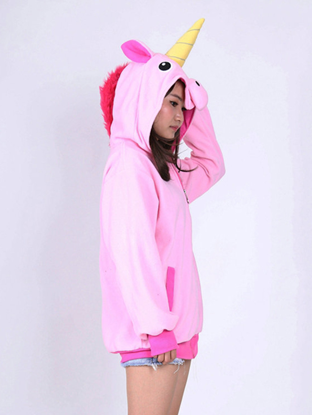 Unicorn Kigurumi Cartoon Cosplay Costume Long Sleeve Zip-up Hoodie-PajamasFun