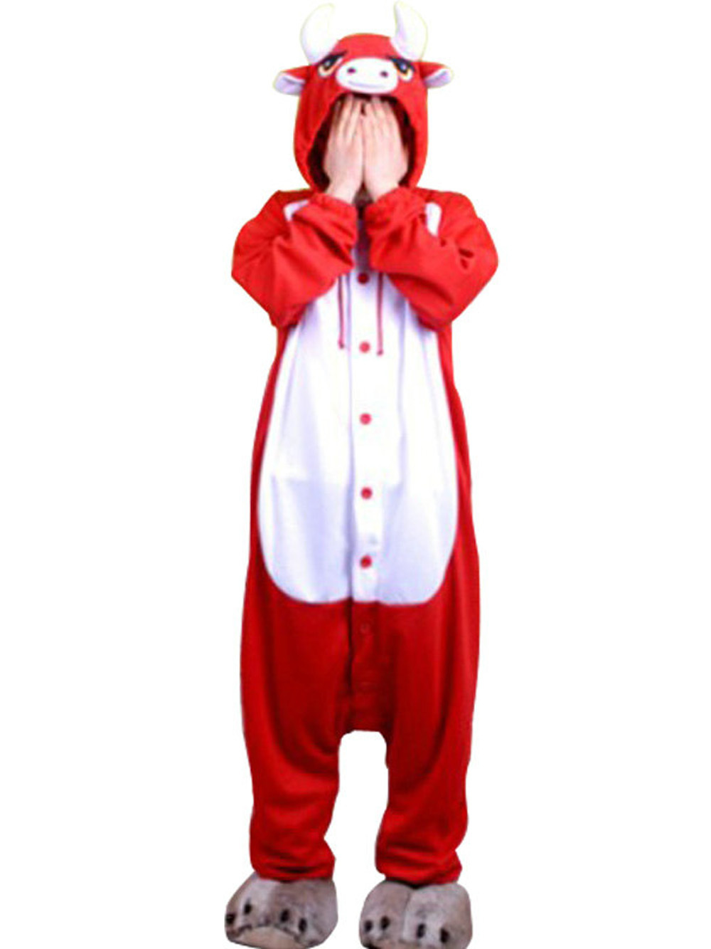 Brown Cattle Hoodie Animal Pajamas Kigurumi Costume Onesies-PajamasFun