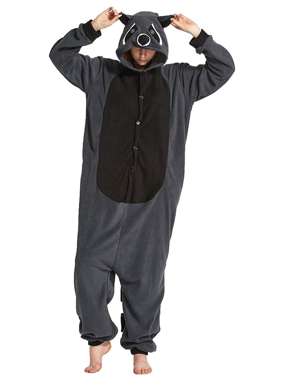 Shop Sale Cheap Grey Coon Racoon Kigurumi Animal Onesies Costume Pajamas-NKCOS