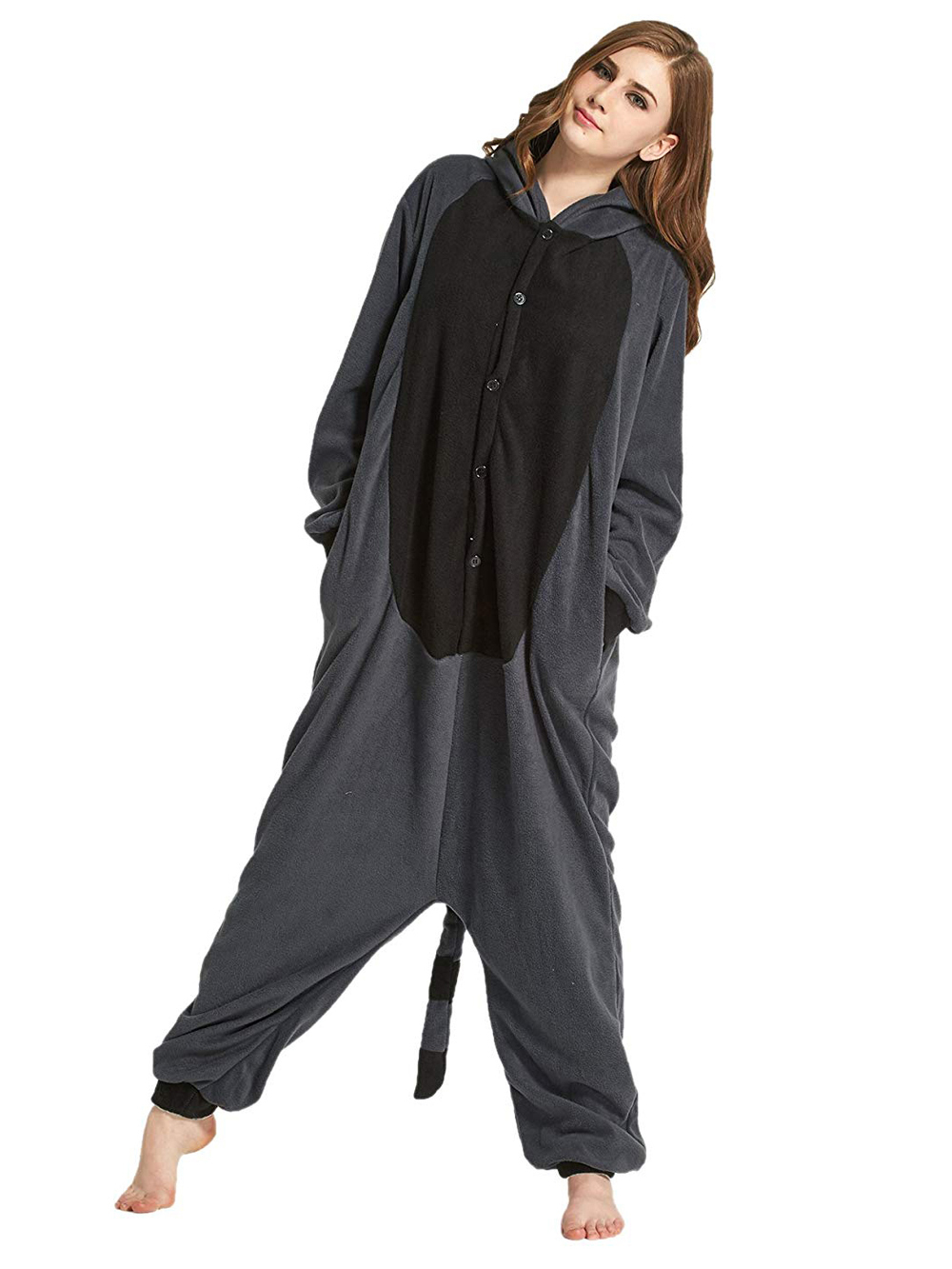 Grey Coon Racoon Kigurumi Animal Onesies Costume Pajamas