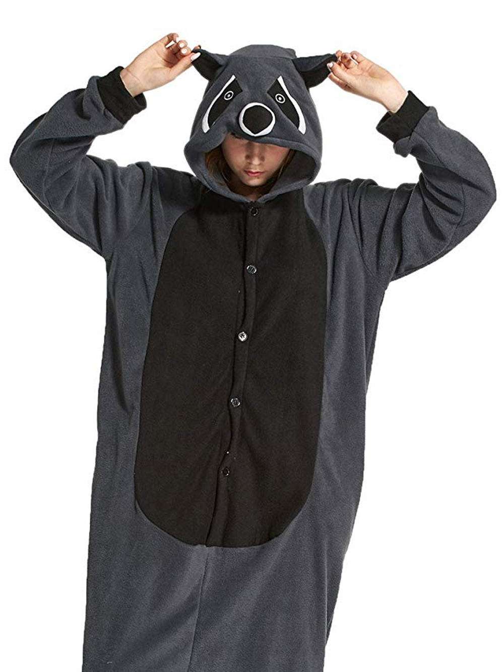 Grey Coon Racoon Kigurumi Animal Onesies Costume Pajamas