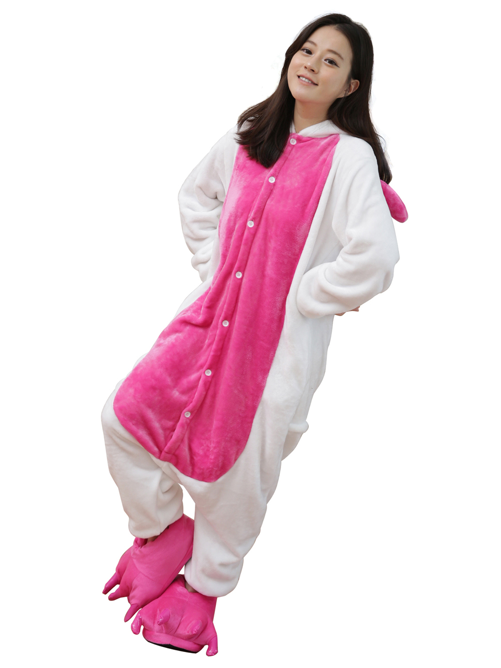 Adult Hot Pink Unicorn Pegasus Kigurumi Onesies Costume Pajamas-PajamasFun