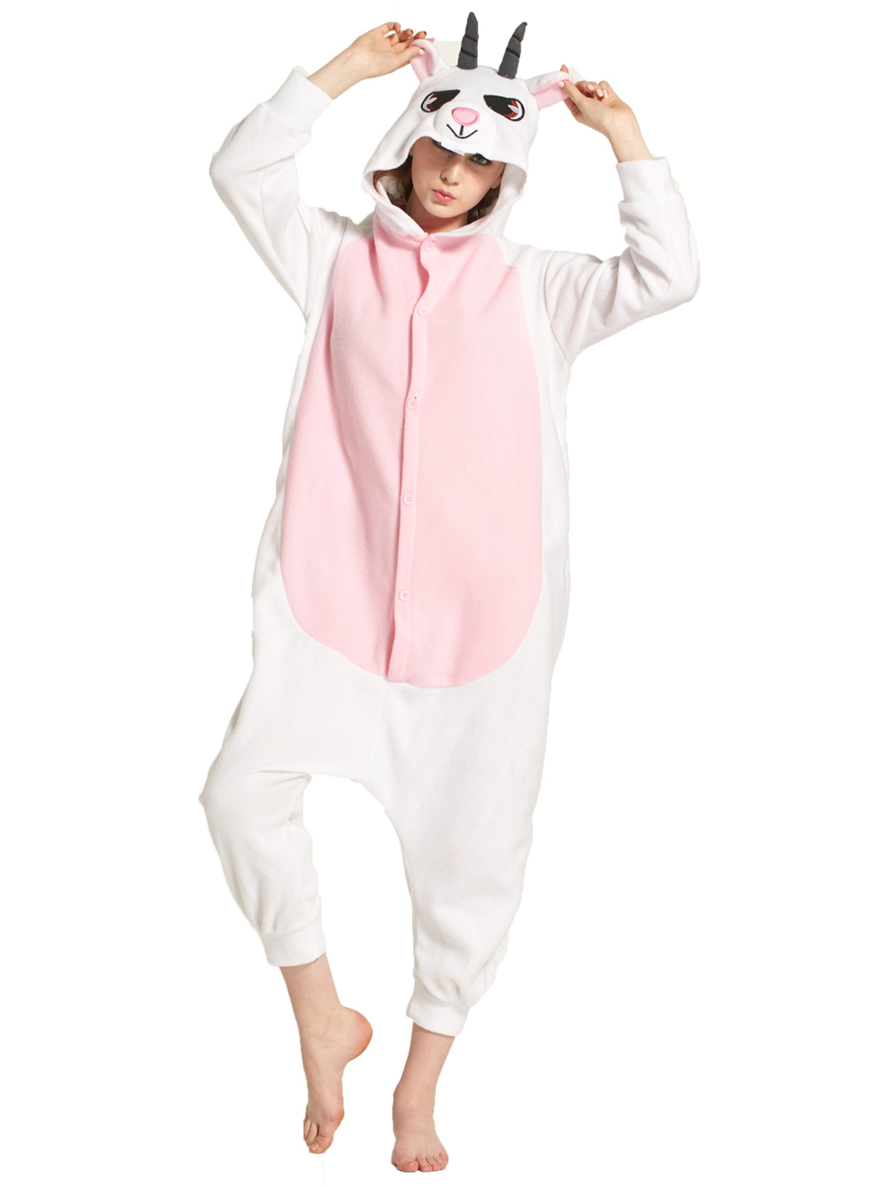 Adult Pink Goat Onesies Hoodie kigurumi Costume Pajamas