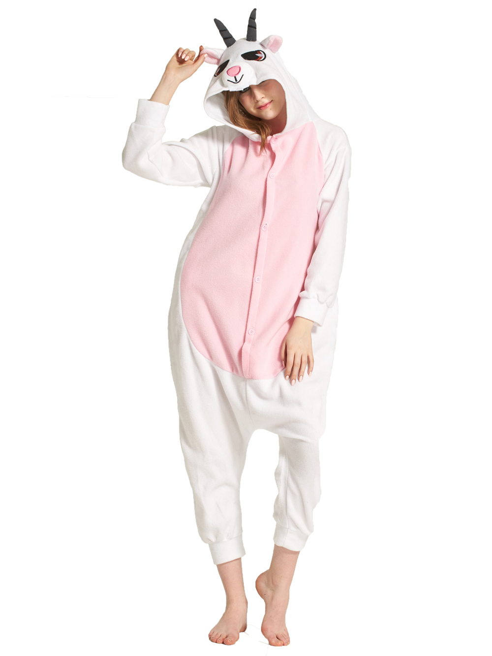 Shop Sale Cheap Adult Pink Goat Onesies Hoodie kigurumi Costume Pajamas-NKCOS