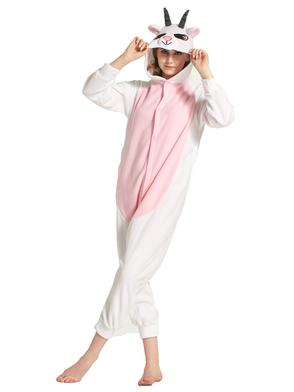 Adult Pink Goat Onesies Hoodie kigurumi Costume Pajamas