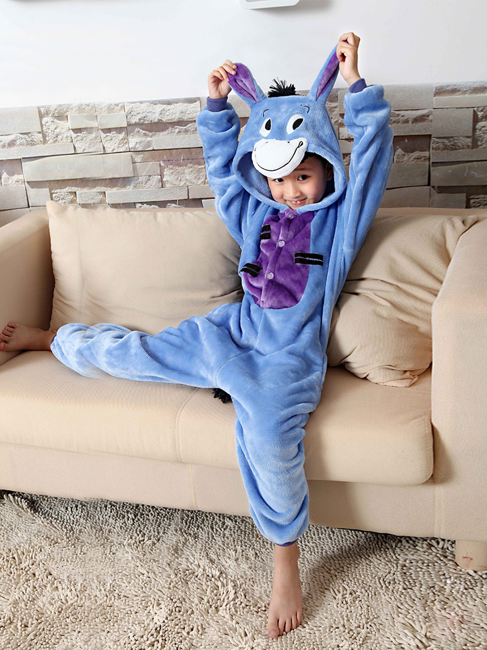 Blue Eeyore Donkey Kid Kigurumi Onesies Pajamas gift Costume