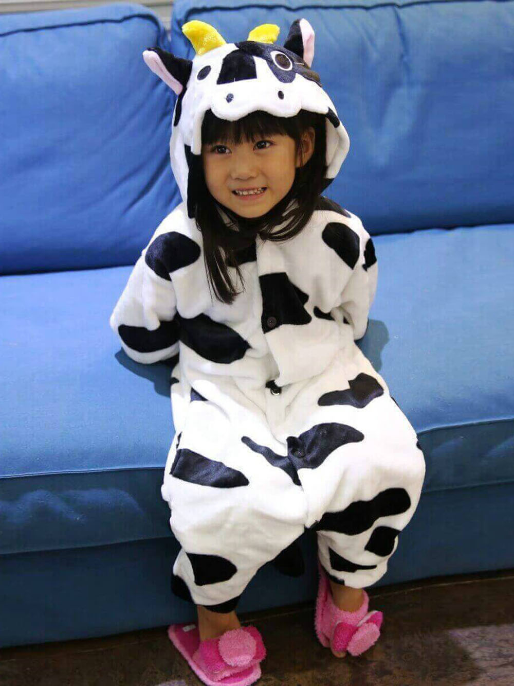 Onesies Hoodie Kids Cow Animal Costume Pajamas Kigurumi