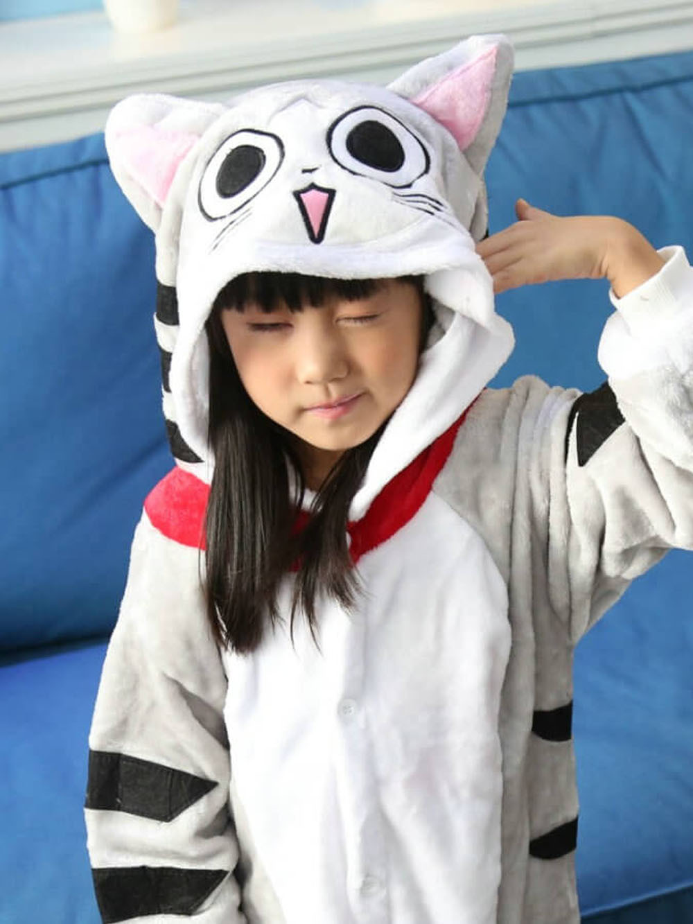 Grey Chi's Cat Kids Onesies Hoodie Costume Kigurumi Pajamas