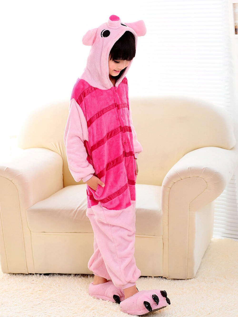 Piglet Pink Pig Kids Onesies Hoodie Pajamas Kigurumi Costume