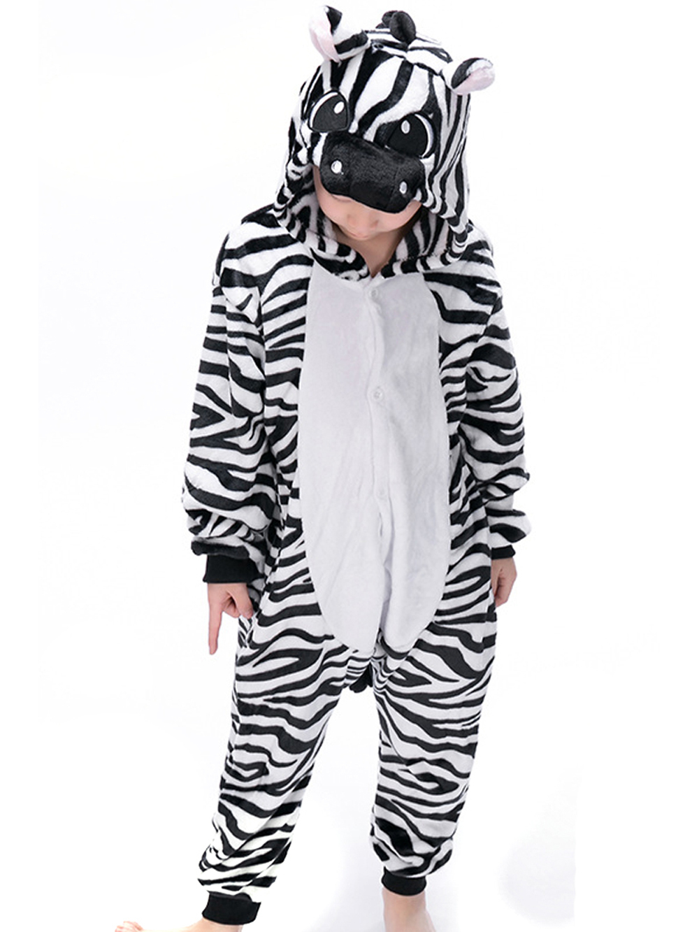 Zebra Kids Kigurumi Pajamas Animal Onesies Hoodie Costume-PajamasFun