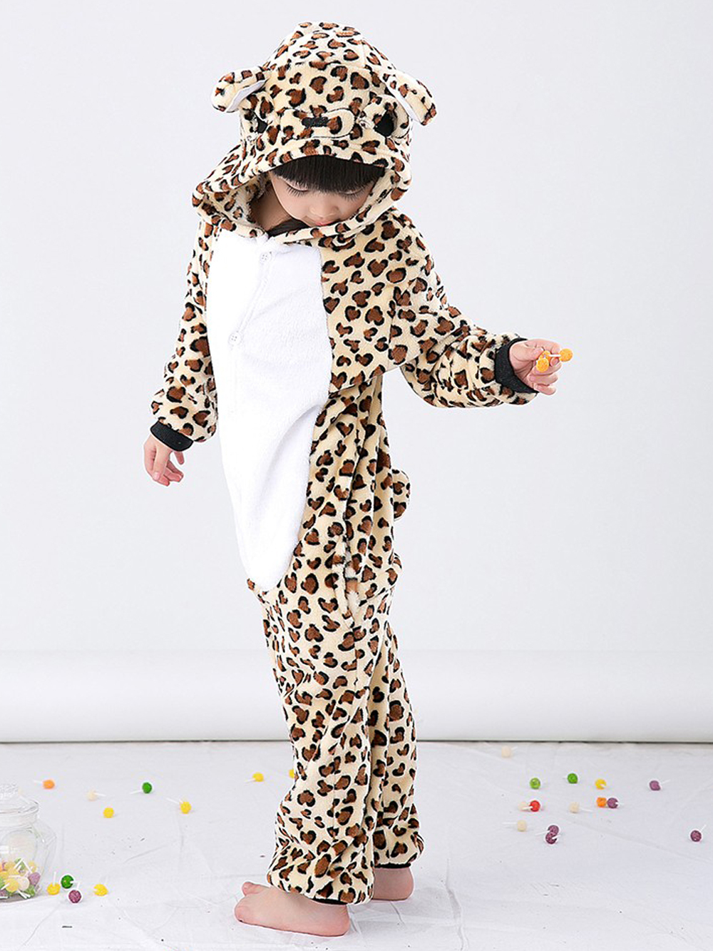 Kids Leopard Bear Onesies Animal Kigurumi Costume Pajamas