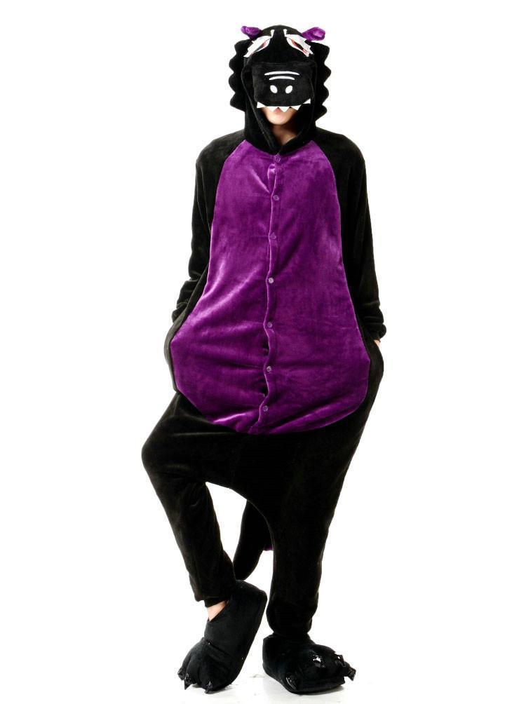 Black Dragon Adult Animal Kigurumi Oneises Costume Pajamas