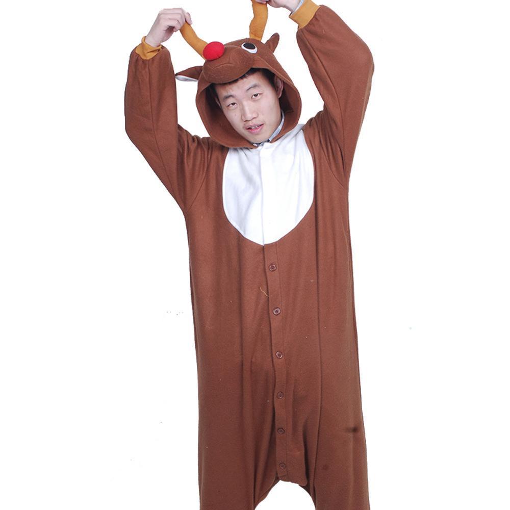 Reindeer Deer Cartoon Animal Kigurumi Onesie Pajama Costume-PajamasFun