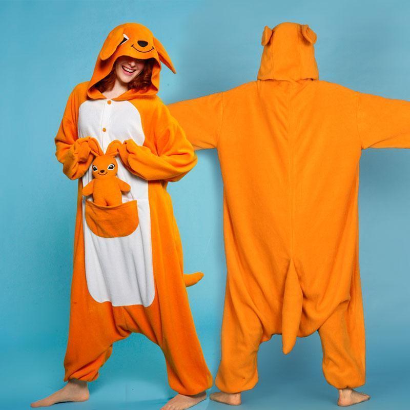 Shop Sale Cheap Orange Kangaroo Onesies Hoodie Kigurumi Costume Pajamas-NKCOS