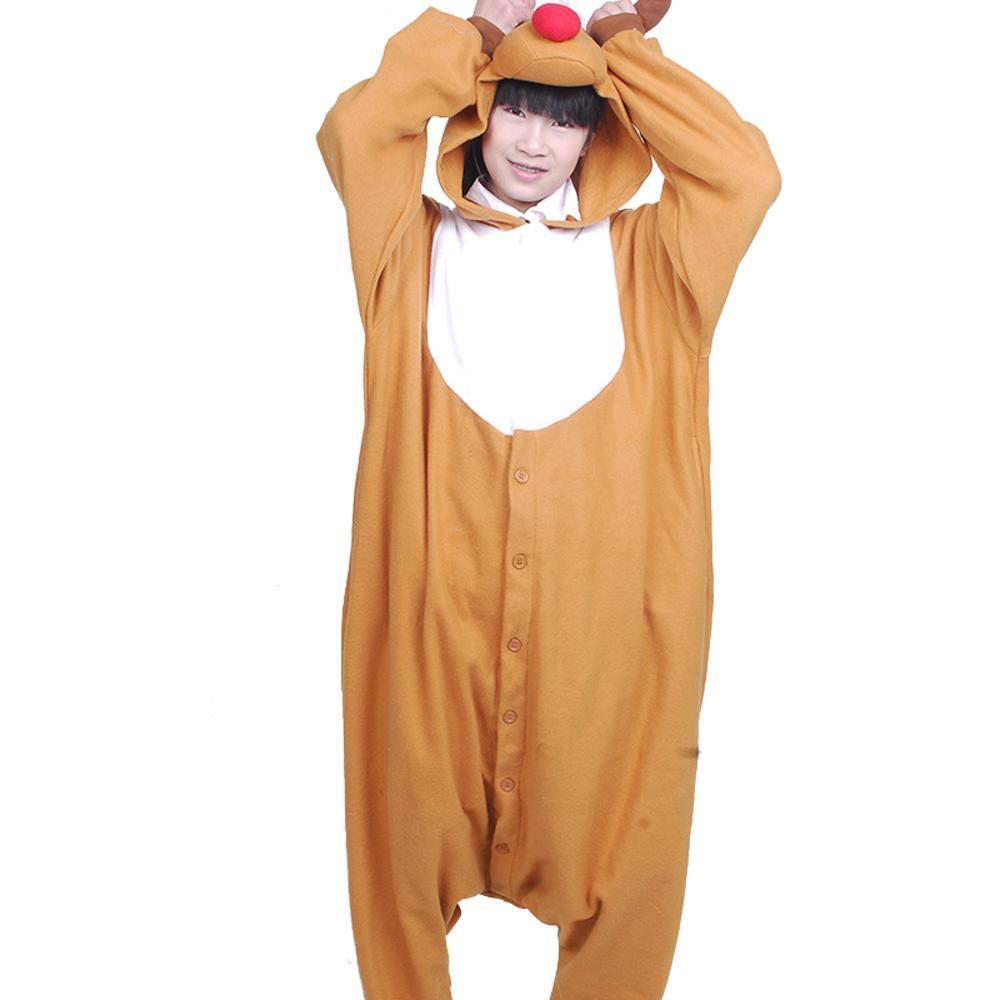 Reindeer Deer Cartoon Animal Kigurumi Onesie Pajama Costume-PajamasFun