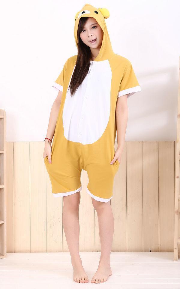 Rilakkuma Pajamas Animal Onesie Hoodie Kigurumi Short Sleeve Costume