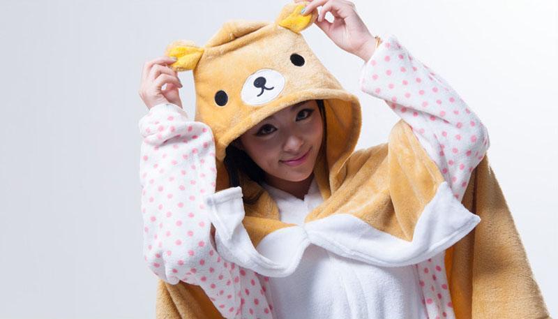 Animal Kigurumi Rilakkuma Cosplay Costume Hoodie Cloak Shawl-PajamasFun