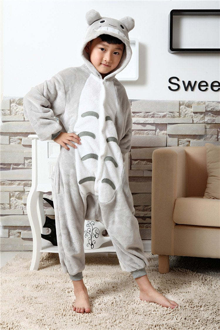 Kid Grey Totoro Kids Onesies Pajamas Winter Kigurumi Costume-PajamasFun