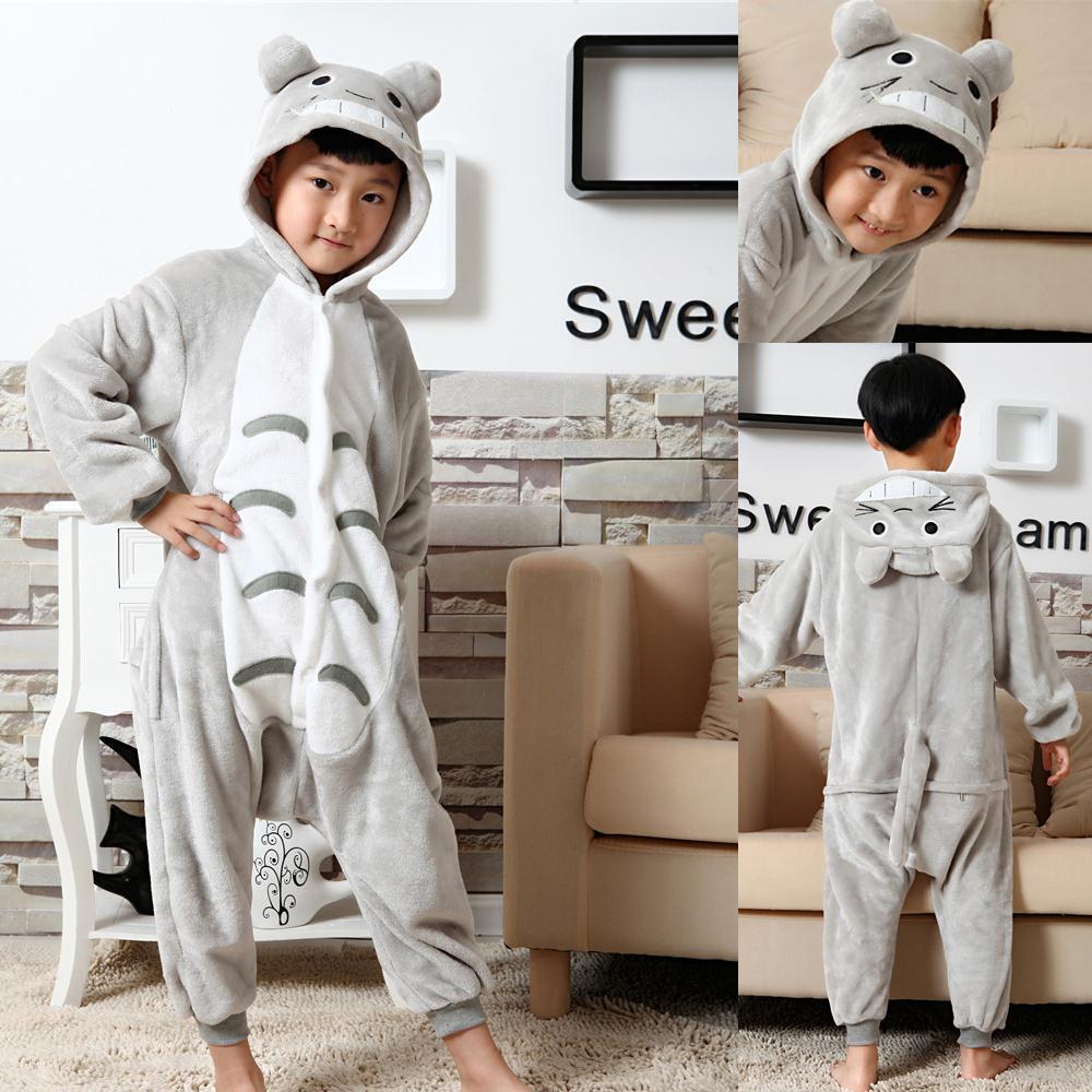 Kid Grey Totoro Kids Onesies Pajamas Winter Kigurumi Costume-PajamasFun