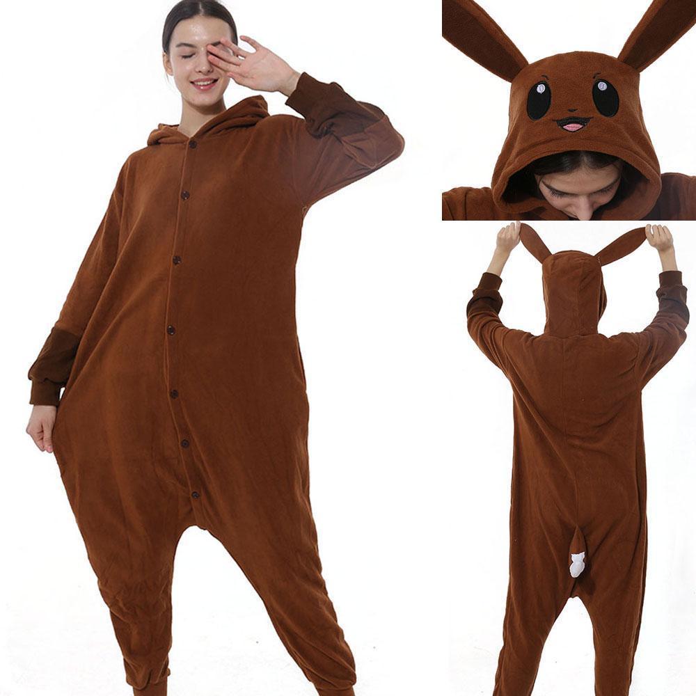 Buy Cheap Pokemon Original Eevee Kigurumi Onesie Hoodie Costume Pajamas Brown Pajamas Sale | PajamasFun