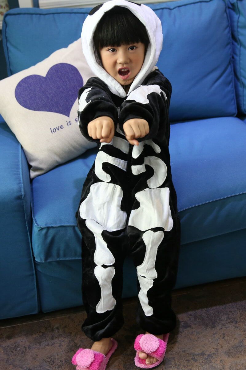 Kids Skeleton Pajamas Onesies Hoodie Animal Costume