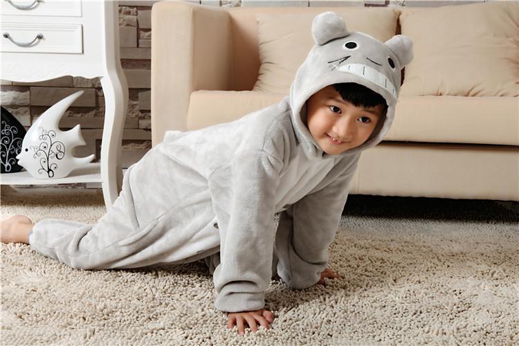 Kid Grey Totoro Kids Onesies Pajamas Winter Kigurumi Costume-PajamasFun