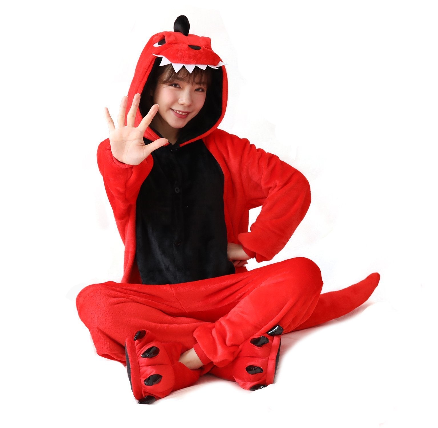 Adult Red Dinosaur costume Kigurumi Onesies Pajamas