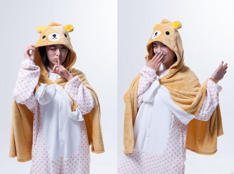 Animal Kigurumi Rilakkuma Cosplay Costume Hoodie Cloak Shawl-PajamasFun