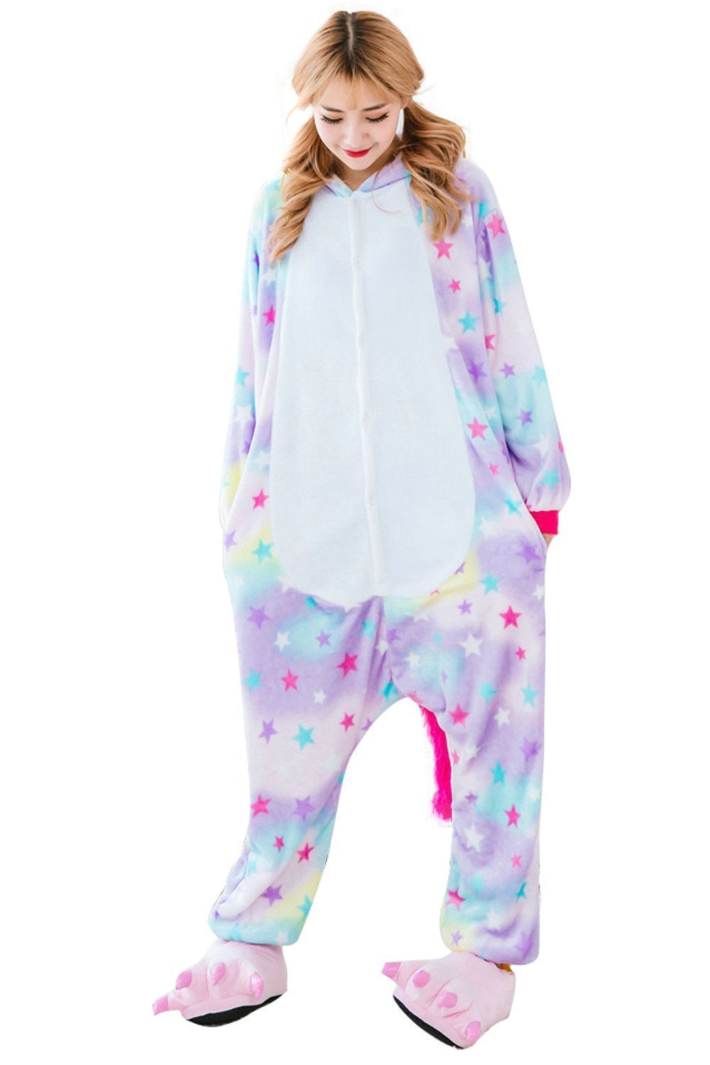 Rainbow Unicorn Adult Unisex Pajamas Costume Onesie Kigurumi