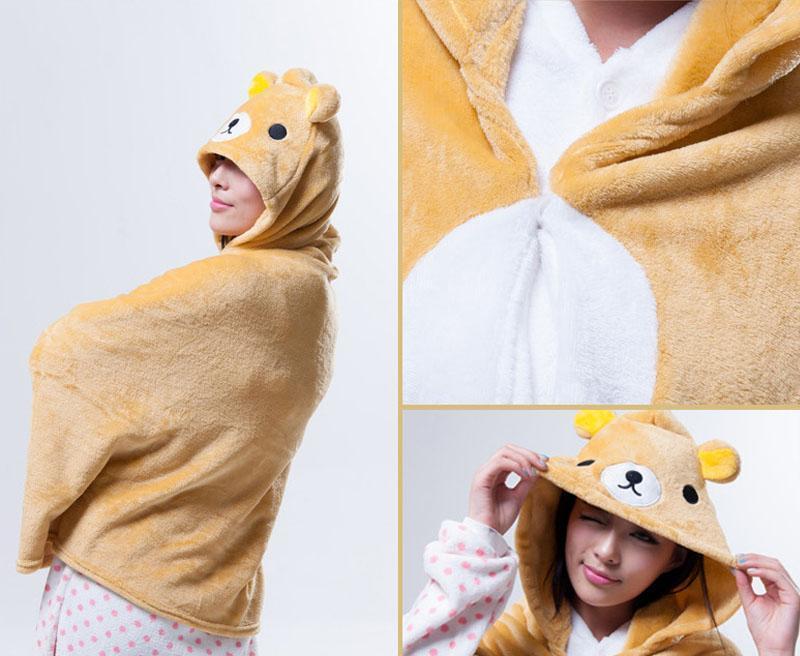 Animal Kigurumi Rilakkuma Cosplay Costume Hoodie Cloak Shawl-PajamasFun