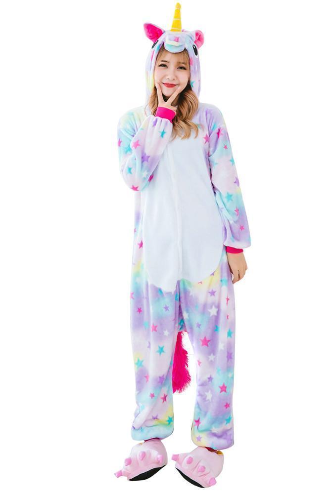 Shop Sale Cheap Rainbow Unicorn Adult Unisex Pajamas Costume Onesie Kigurumi-NKCOS